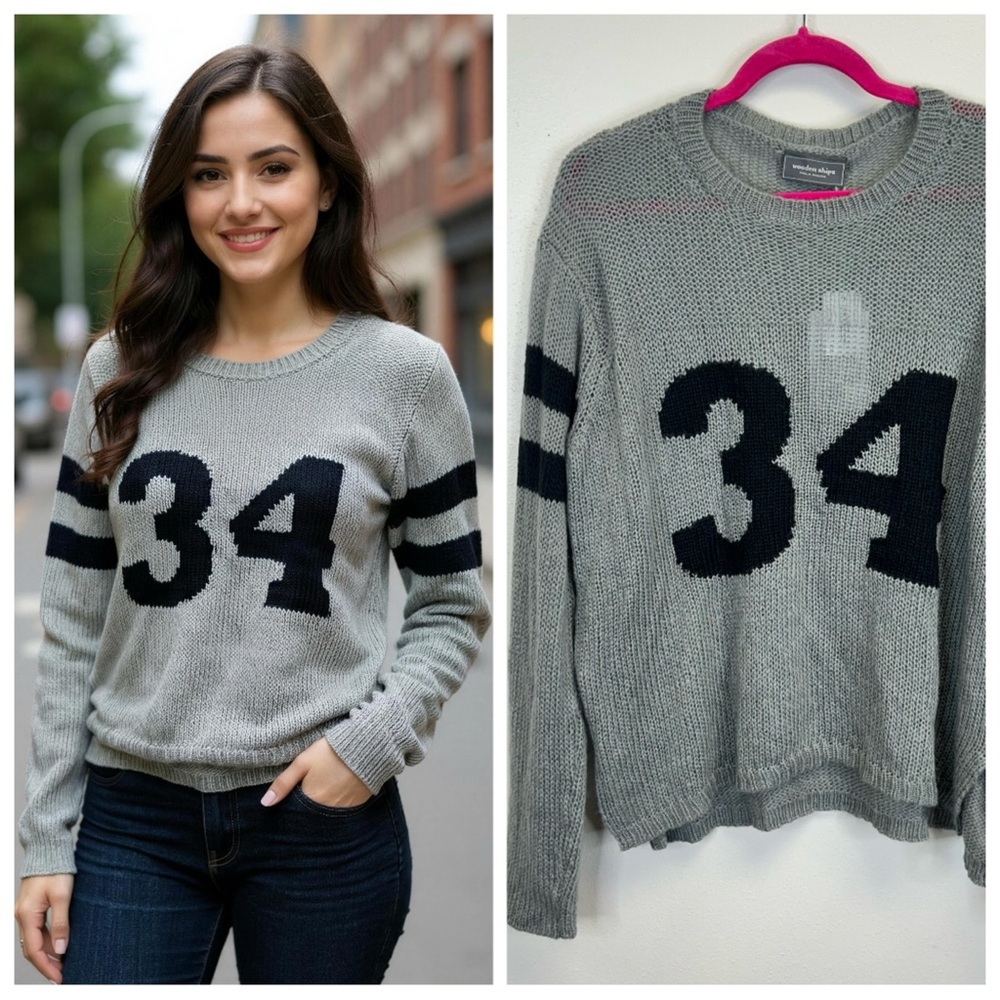 Wooden Ships NWT Mohair Wool‎ Gray Knit 34 Game On Sweater Size XL Sporty Preppy